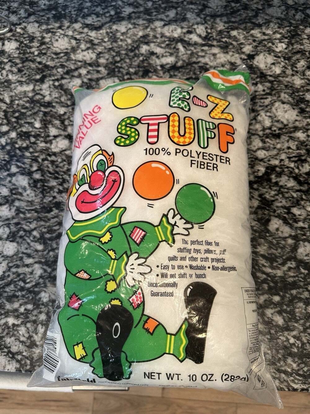 Vintage Fairfield E-Z STUFF Polyester Fiber Fill 10 oz Craft Toy Stuffing Clown
